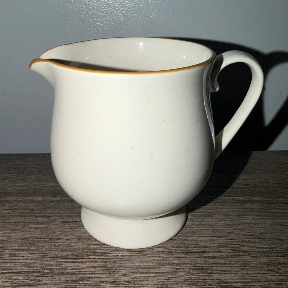 Vintage Strawberries 'n Cream Stoneware Pitcher Japan Speckled Brown Rim